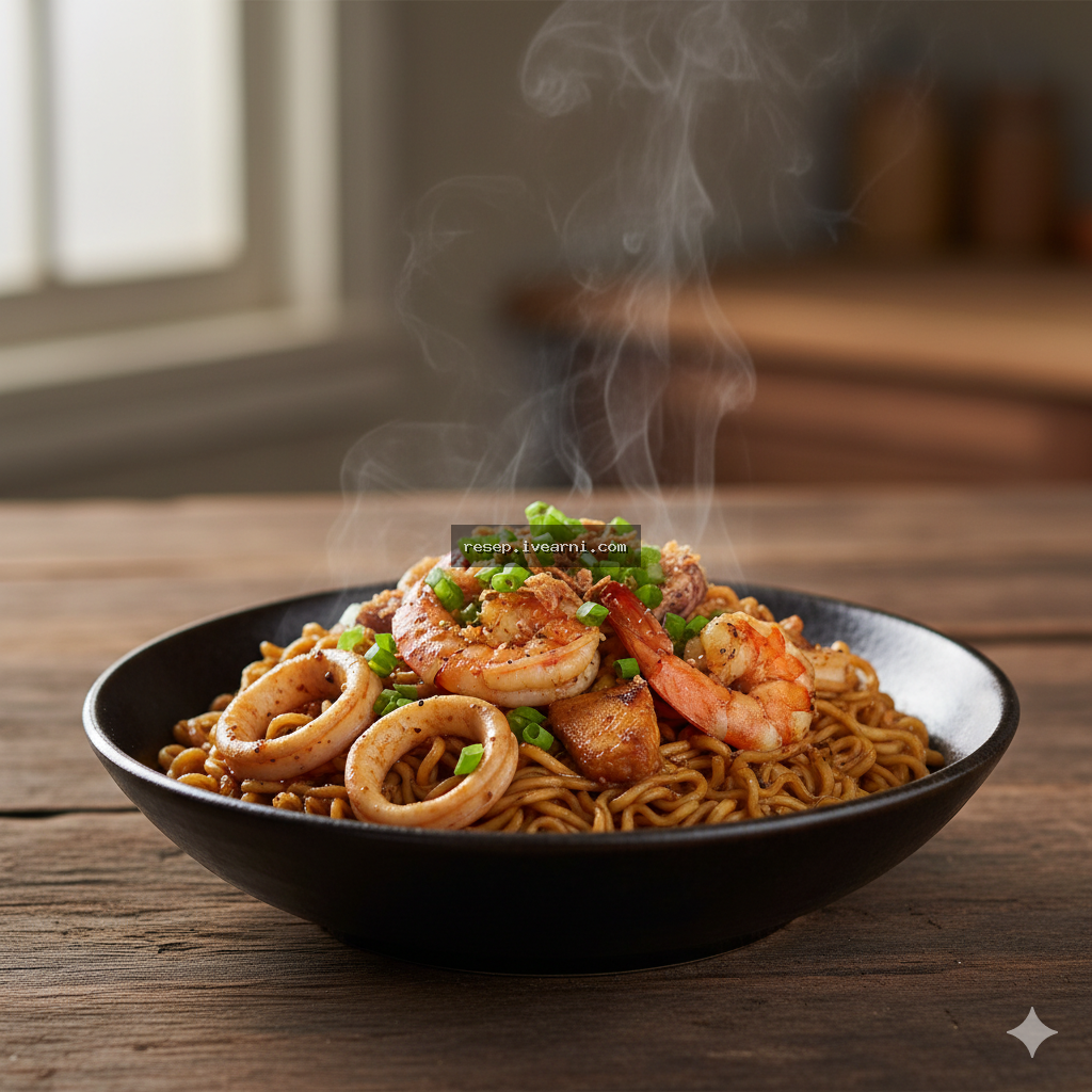 Indomie Goreng Seafood Lada Hitam: Rahasia Tekstur Kenyal & Cita Rasa Maksimal Ala Resto