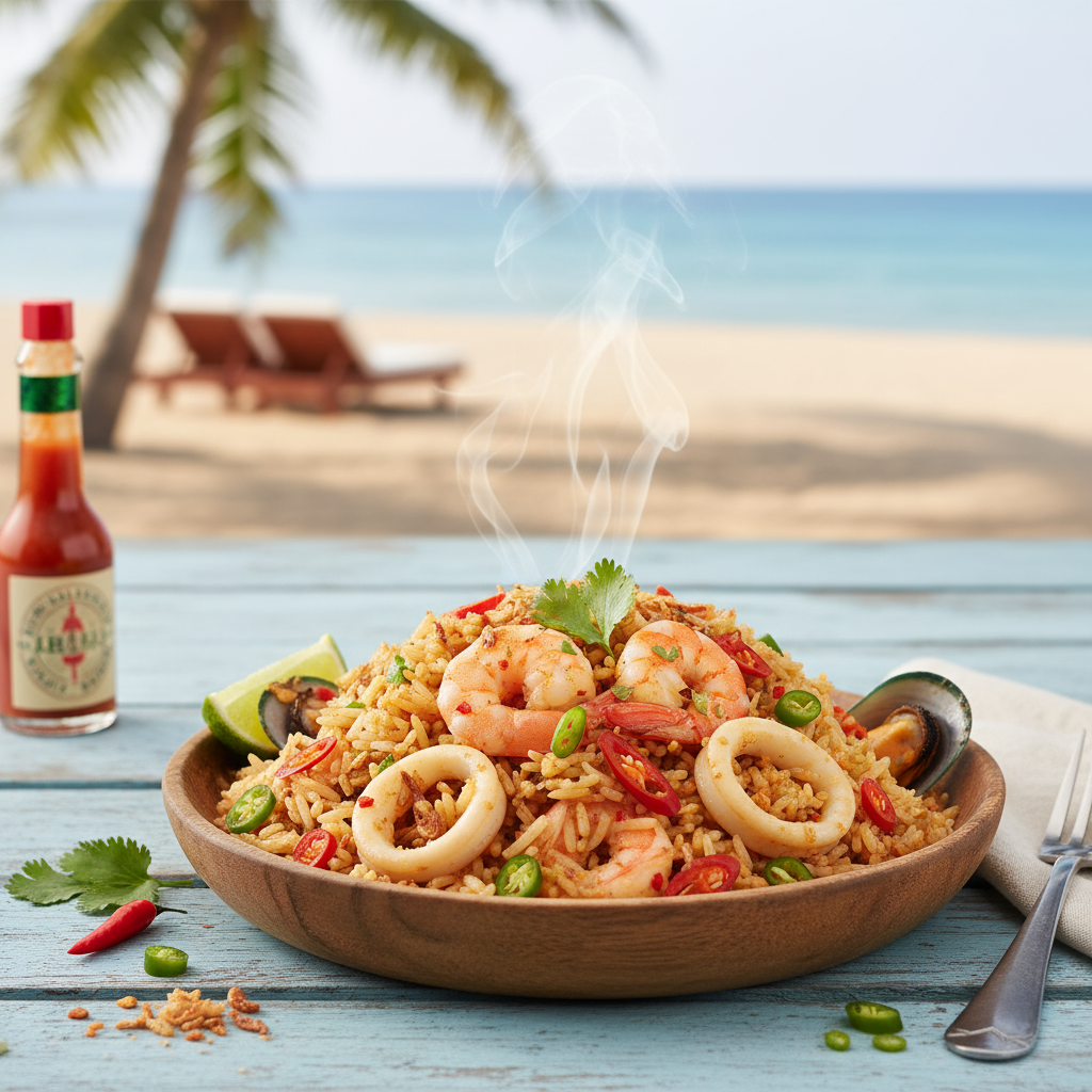 Nasi Goreng Seafood Pedas ala Pantai: Ledakan Rasa Laut yang Menggoda!