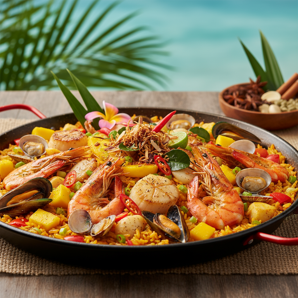 Paella Lautan Tropis: Hidangan Seafood Segar dengan Sentuhan Rempah Nusantara