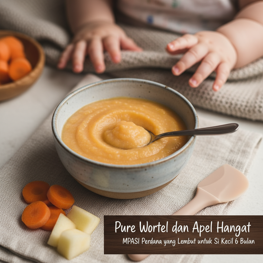 Pure Wortel dan Apel Hangat: MPASI Perdana yang Lembut untuk Si Kecil 6 Bulan