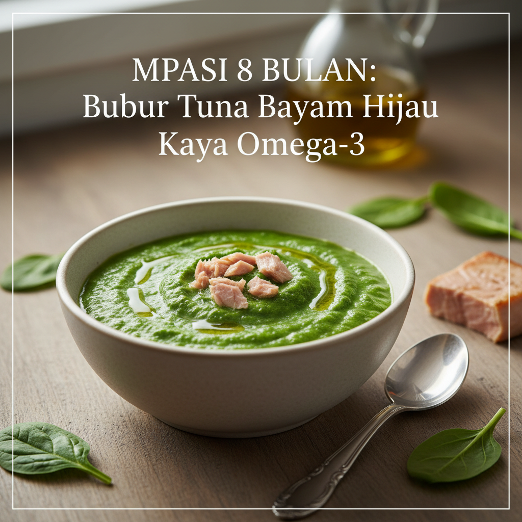 Resep MPASI 8 Bulan: Bubur Tuna Bayam Hijau yang Menyegarkan dan Kaya Omega-3